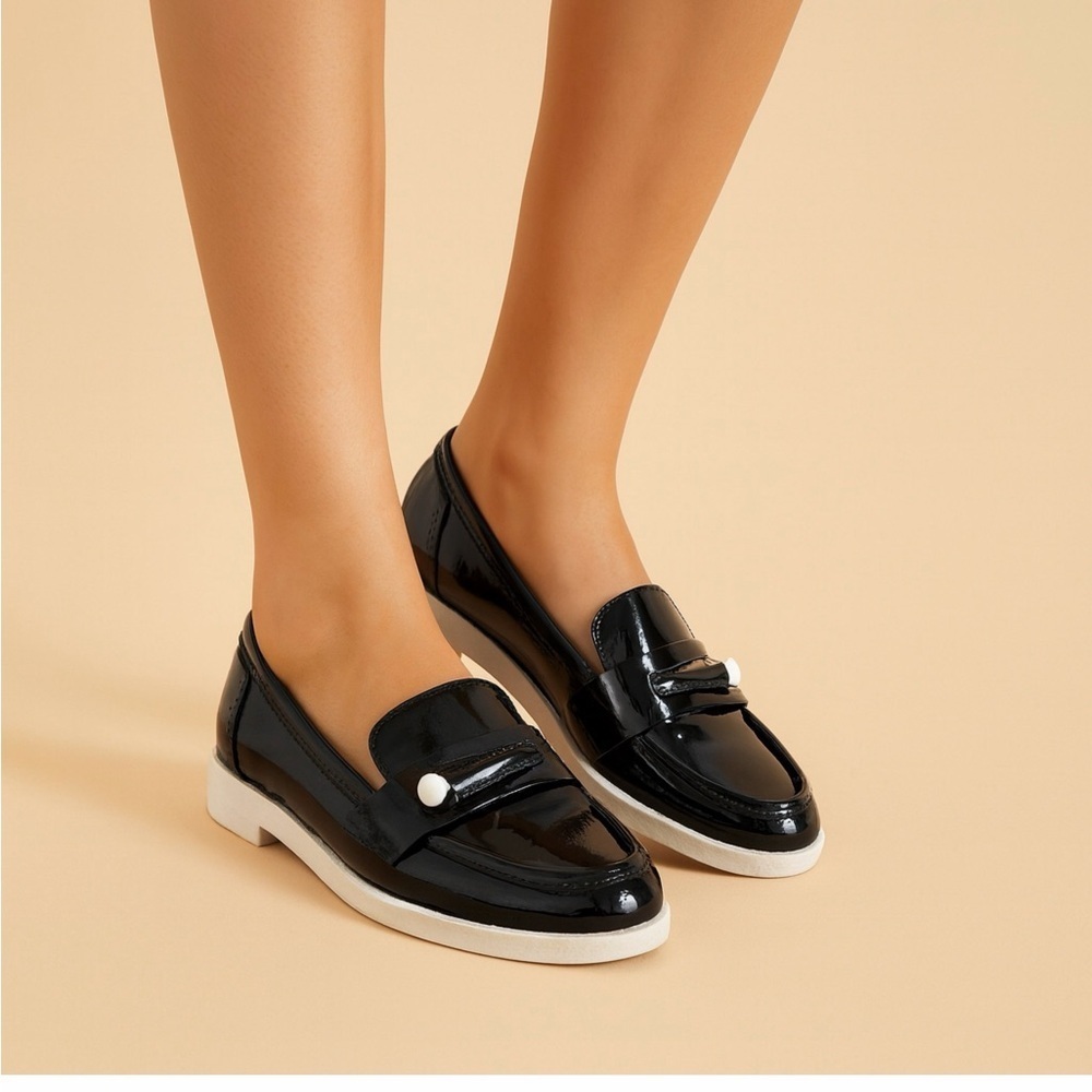 Tory Sport Navy Golf Penny Loafers with White Soles Size 8